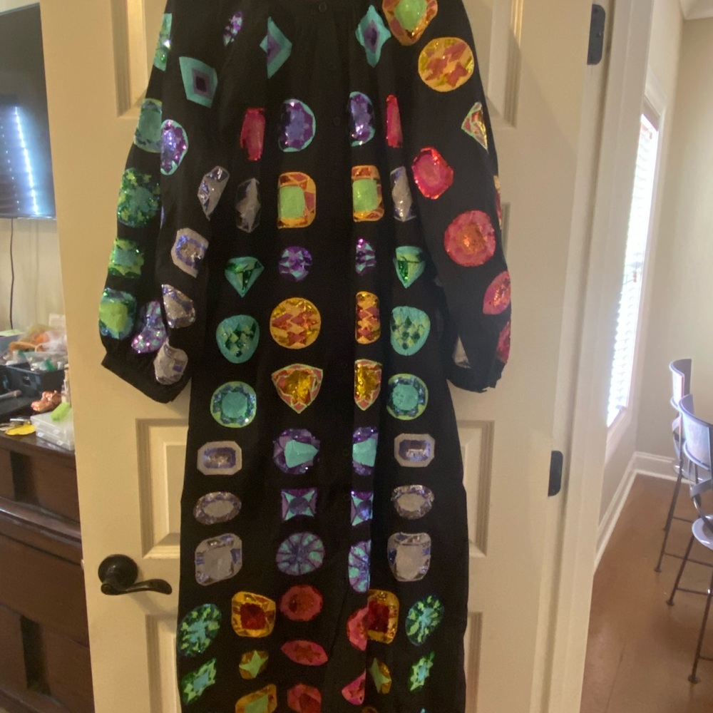 QUEEN OF SPARKLES GEM DRESS - Black Dress with Multicolor Gemstone Design - Picture 3 of 4